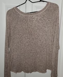 NWOT Pink and grey marled cropped sweater